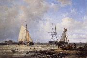 Abraham Hulk Fisherfolk and Ships by the Coast oil